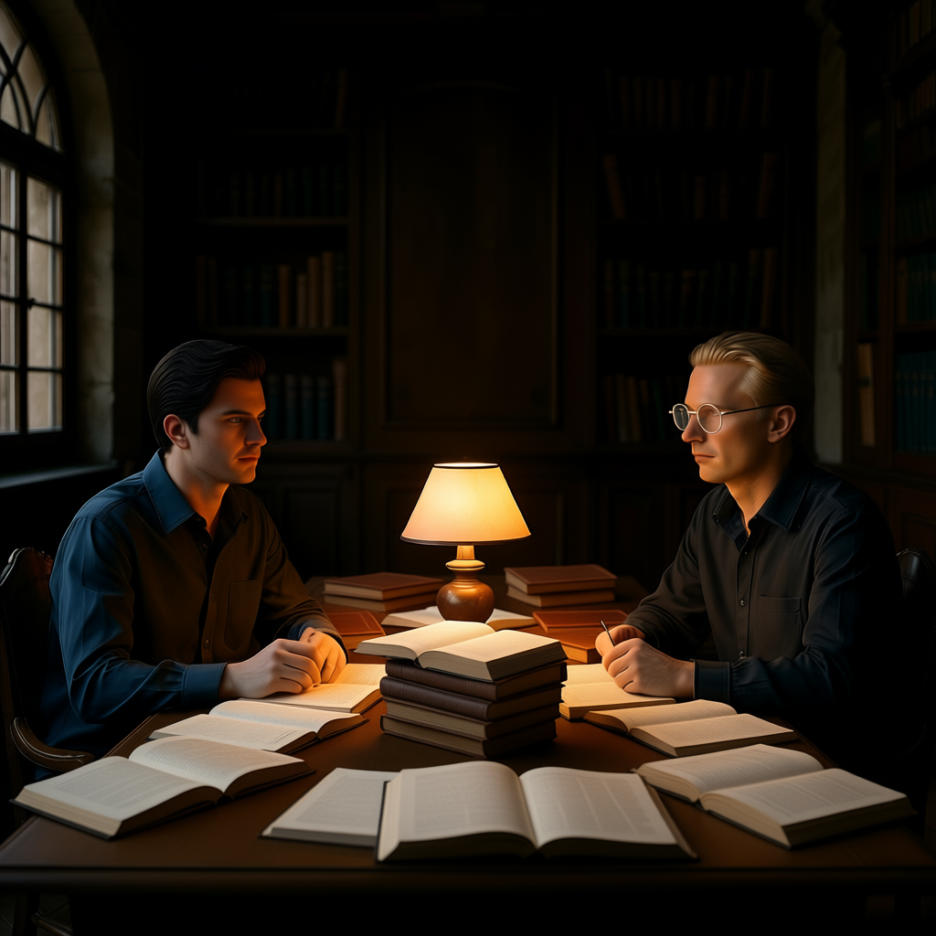 Matthew and Thomas discussing research